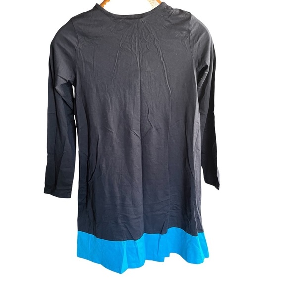 HANNA ANDERSSON ~ Black Long Sleeve Dress with Blue Bow and Trim New - Picture 8 of 8